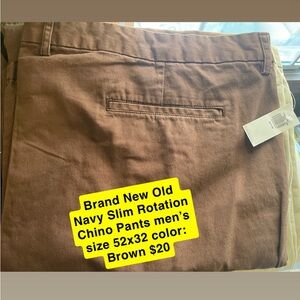 Old Navy Men's Brown Chino Pants 52x32 Brand New $20